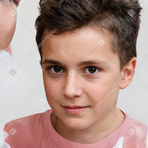 Neutral white child male with short  brown hair and brown eyes