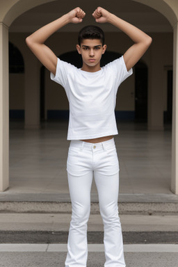 Cuban teenager boy with  white hair