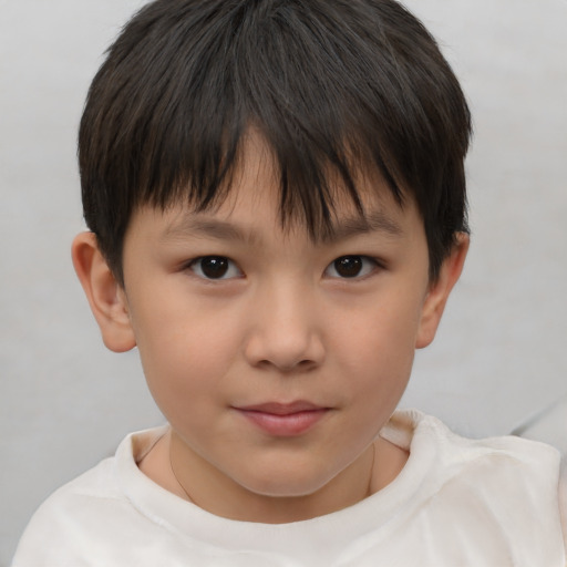 Neutral white child female with short  brown hair and brown eyes