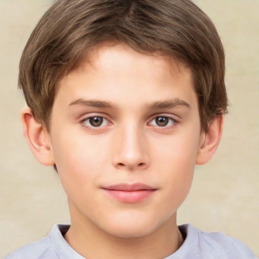 Neutral white child male with short  brown hair and brown eyes