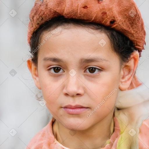 Joyful white child male with short  brown hair and brown eyes