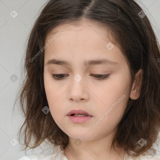 Neutral white child female with medium  brown hair and brown eyes