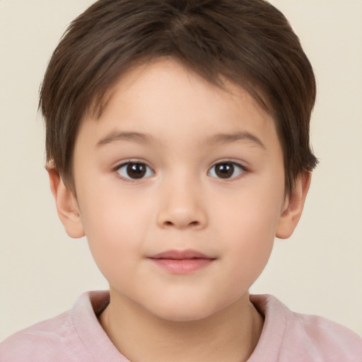 Neutral white child female with short  brown hair and brown eyes