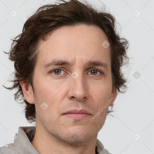 Neutral white adult male with short  brown hair and brown eyes