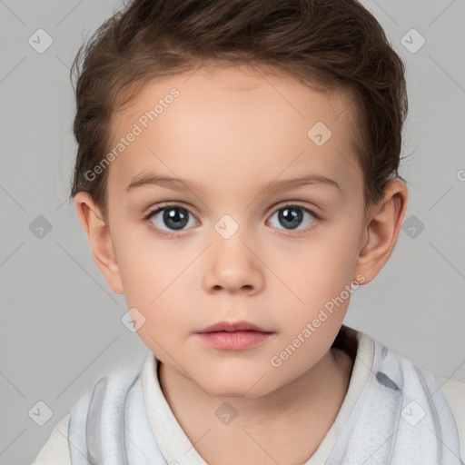 Neutral white child female with short  brown hair and brown eyes