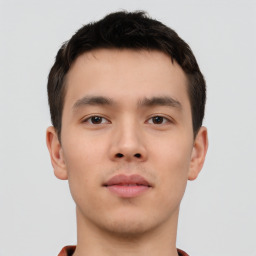 Neutral asian young-adult male with short  brown hair and brown eyes