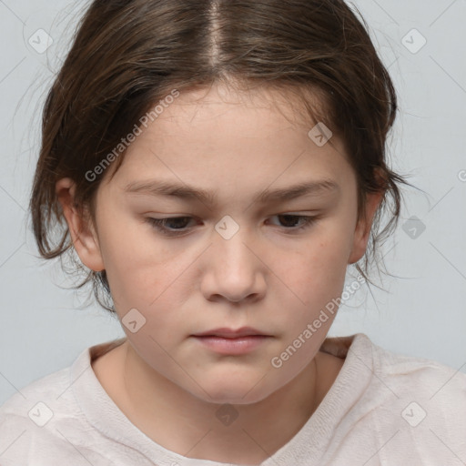 Neutral white child female with medium  brown hair and brown eyes