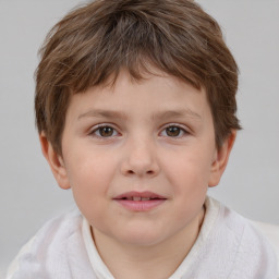 Neutral white child male with short  brown hair and brown eyes