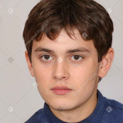 Neutral white child male with short  brown hair and brown eyes