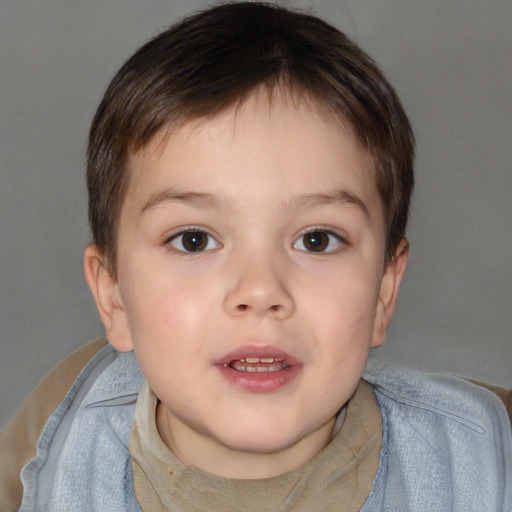 Neutral white child female with short  brown hair and brown eyes