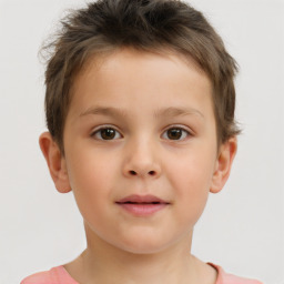 Neutral white child male with short  brown hair and brown eyes