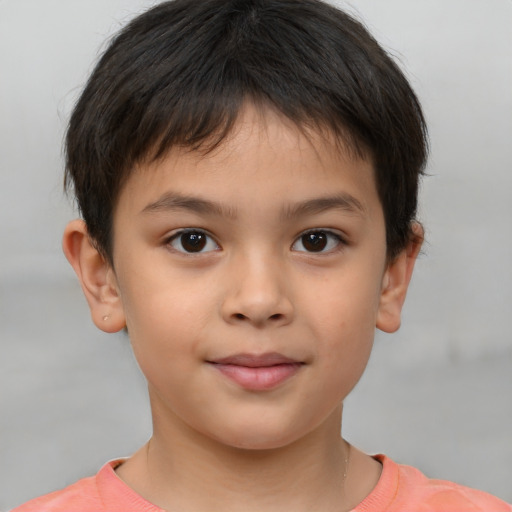 Neutral white child male with short  brown hair and brown eyes