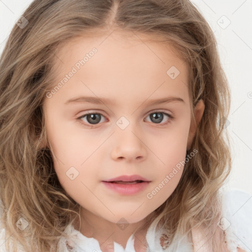 Neutral white child female with medium  brown hair and brown eyes