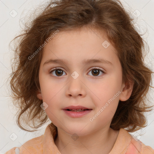 Neutral white child female with medium  brown hair and brown eyes