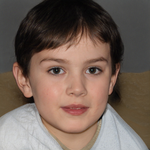 Neutral white child male with medium  brown hair and brown eyes