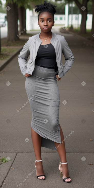 Jamaican teenager girl with  gray hair