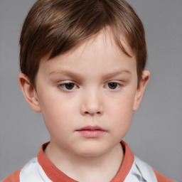 Neutral white child male with short  brown hair and brown eyes