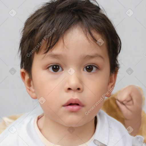 Neutral white child female with short  brown hair and brown eyes