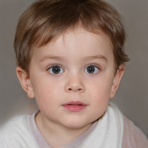 Neutral white child male with short  brown hair and brown eyes