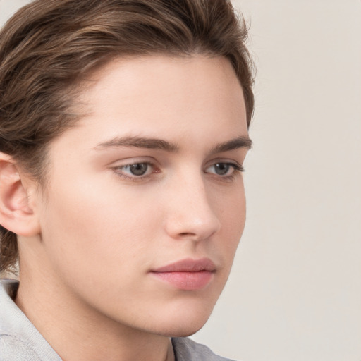 Neutral white young-adult male with medium  brown hair and brown eyes