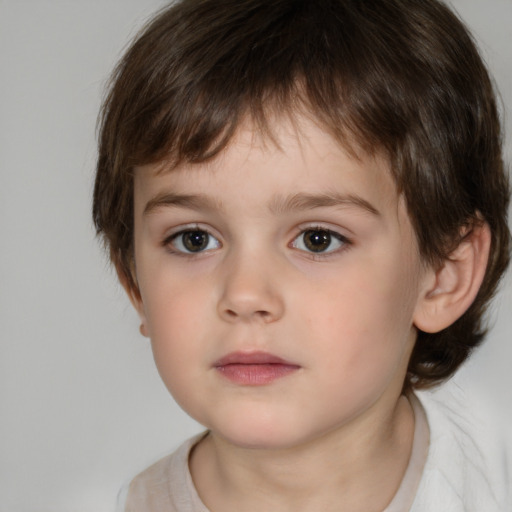 Neutral white child male with medium  brown hair and brown eyes