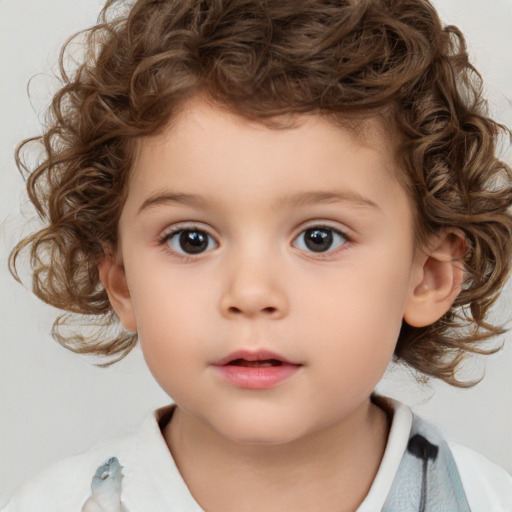 Neutral white child male with medium  brown hair and brown eyes