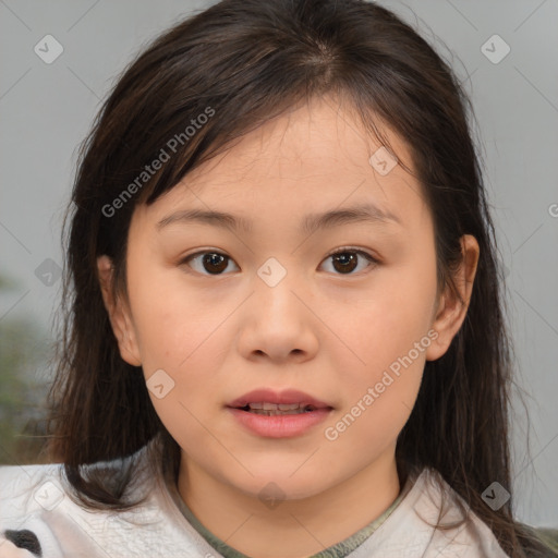 Neutral white child female with medium  brown hair and brown eyes