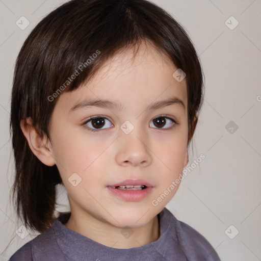 Neutral white child female with medium  brown hair and brown eyes