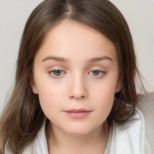 Neutral white child female with medium  brown hair and brown eyes