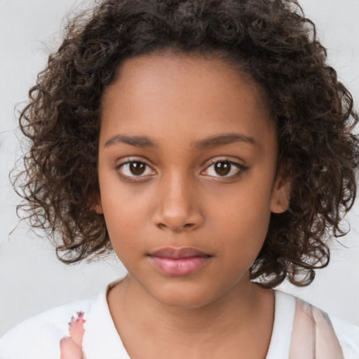 Neutral black young-adult female with medium  brown hair and brown eyes