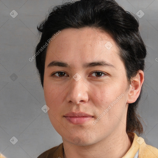 Neutral white adult male with short  brown hair and brown eyes