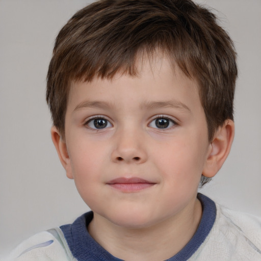 Neutral white child male with short  brown hair and brown eyes