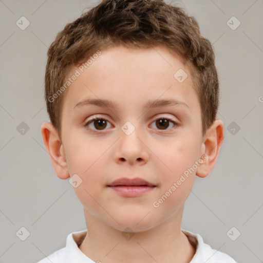 Neutral white child male with short  brown hair and brown eyes