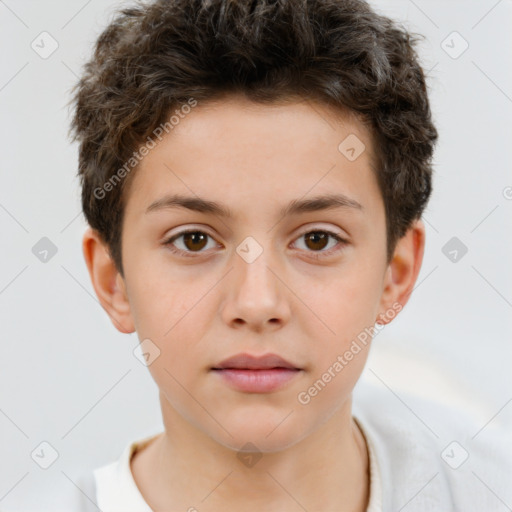 Neutral white child male with short  brown hair and brown eyes