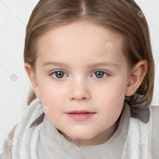 Neutral white child female with medium  brown hair and brown eyes