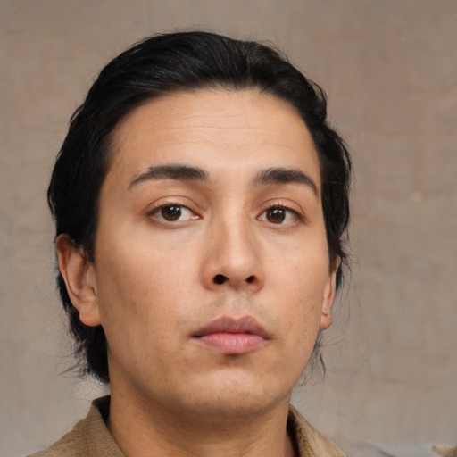 Neutral asian young-adult male with medium  brown hair and brown eyes