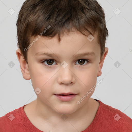 Neutral white child male with short  brown hair and brown eyes