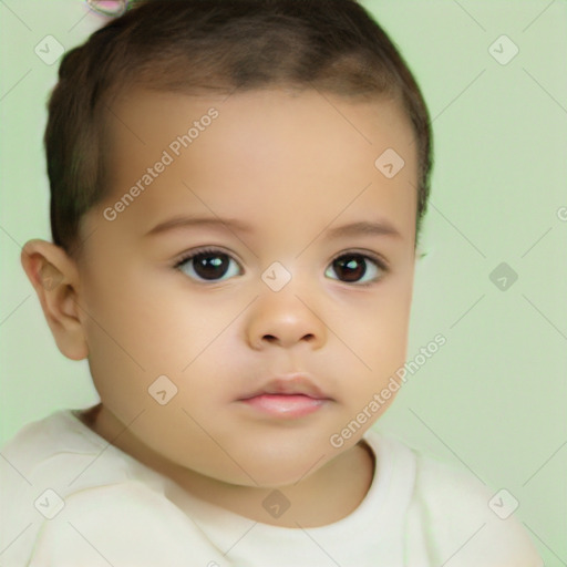 Neutral white child female with short  brown hair and brown eyes