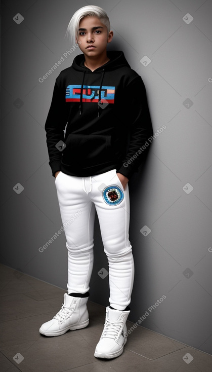 Guatemalan teenager boy with  white hair