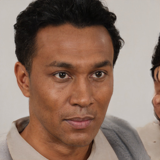 Neutral latino young-adult male with short  brown hair and brown eyes