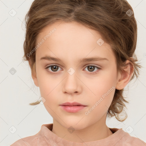 Neutral white child female with medium  brown hair and brown eyes