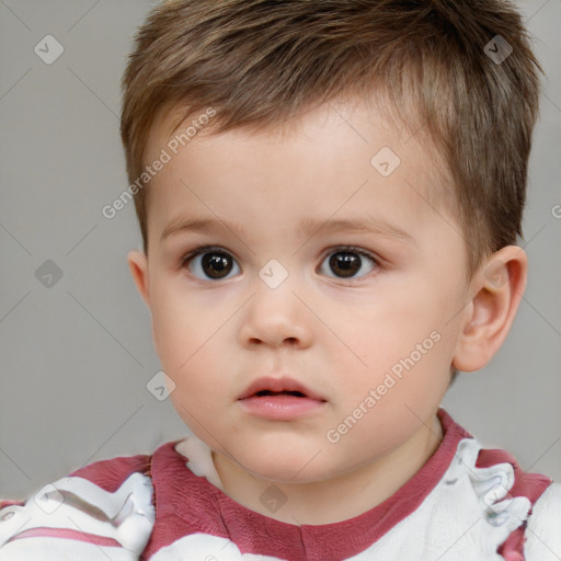 Neutral white child male with short  brown hair and brown eyes