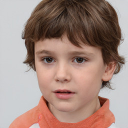 Neutral white child male with short  brown hair and brown eyes