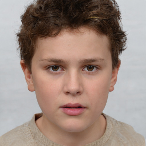 Neutral white child male with short  brown hair and grey eyes