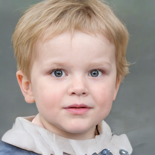 Neutral white child male with short  brown hair and blue eyes