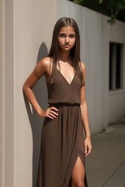 Teenager girl with  brown hair