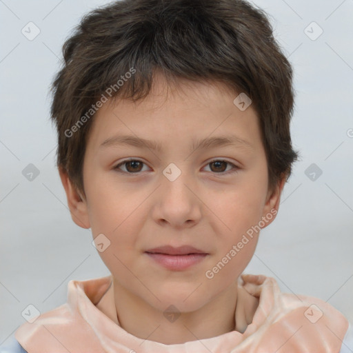 Neutral white child male with short  brown hair and brown eyes