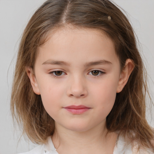 Neutral white child female with medium  brown hair and brown eyes