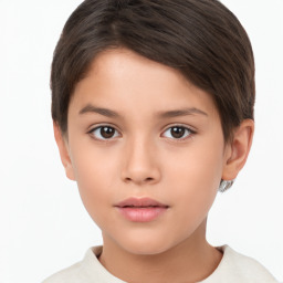 Neutral white child female with short  brown hair and brown eyes