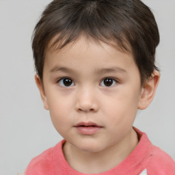 Neutral white child female with short  brown hair and brown eyes